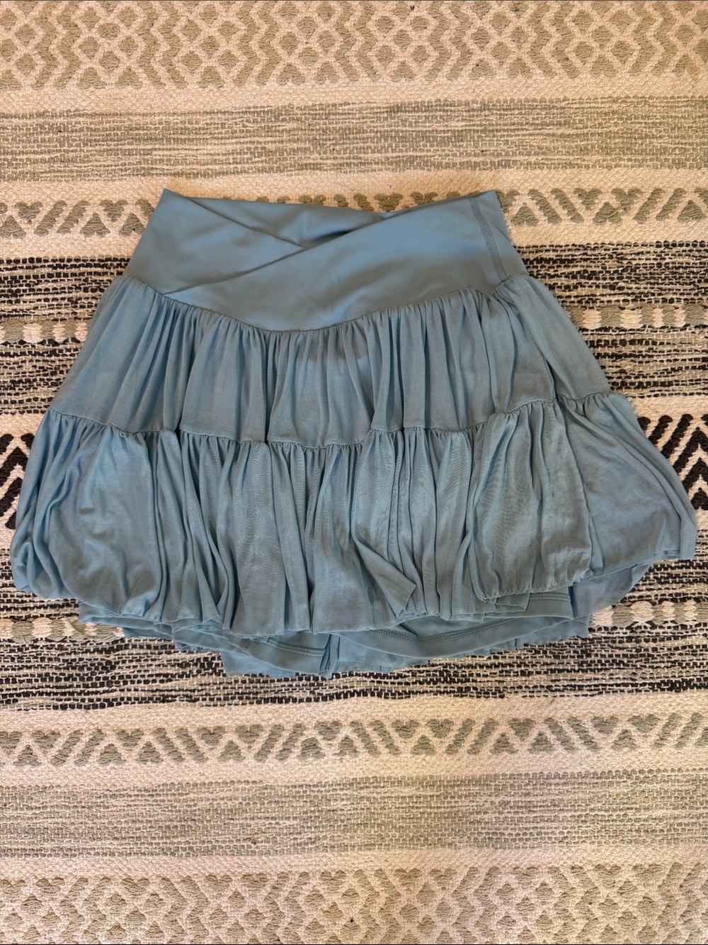 Women's Light Blue Tiered Mini Skirt